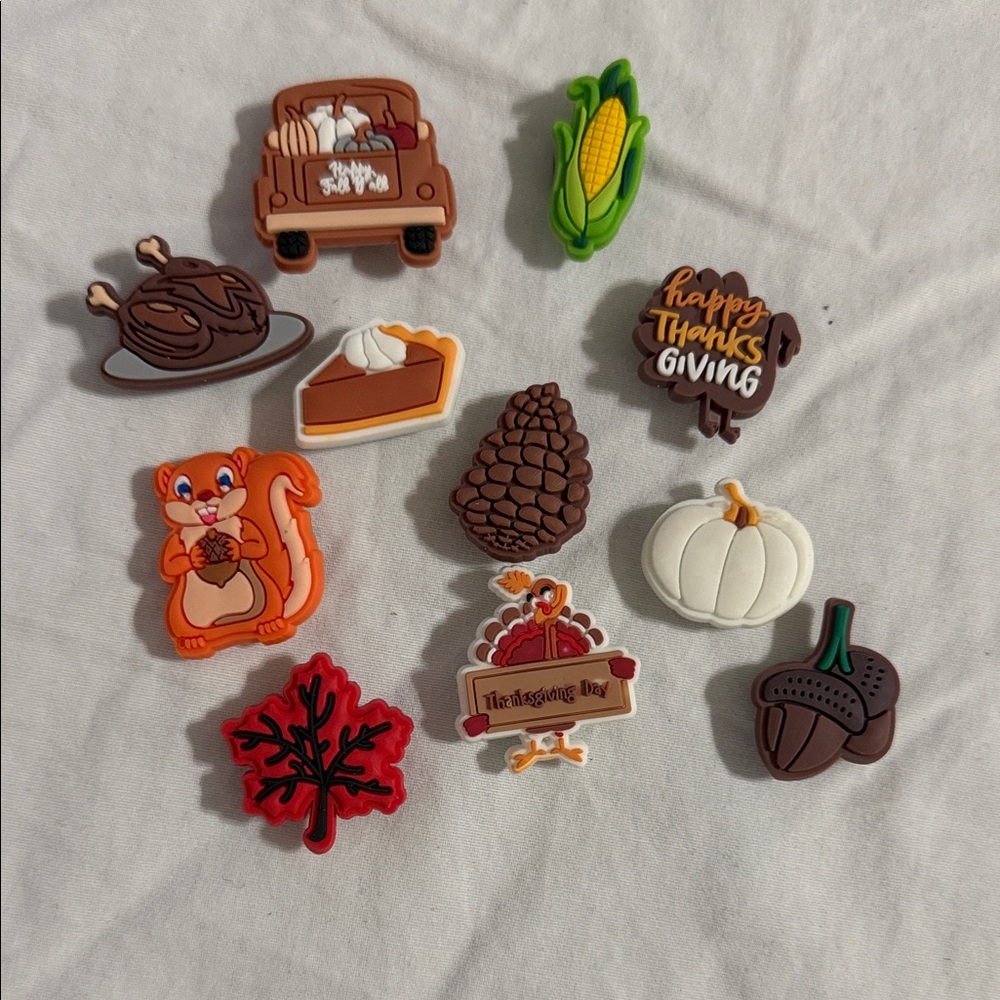 CROCS Thanksgiving Jibbitz Charms - Brown, Orange, White, Green, Red